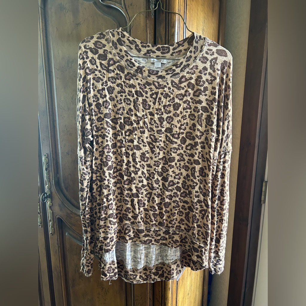 Wonderly Leopard Print Long Sleeve Top In Tan And Brown